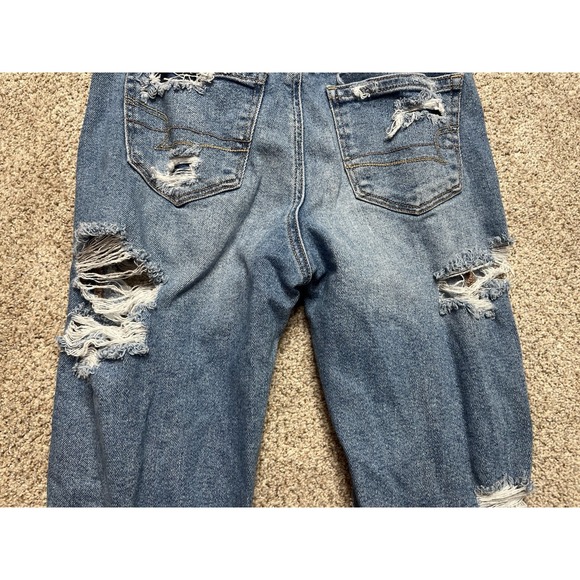 American Eagle Outfitters Womens Jeans Straight Leg Blue Distressed Denim Sz 0 - Picture 11 of 12